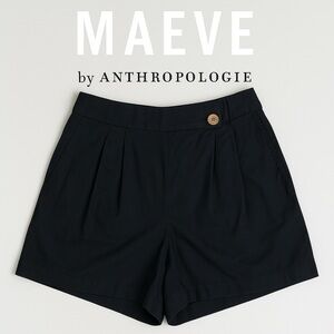 Maeve by Anthropologie Black Lined Pleated Shorts – Size‎ 10